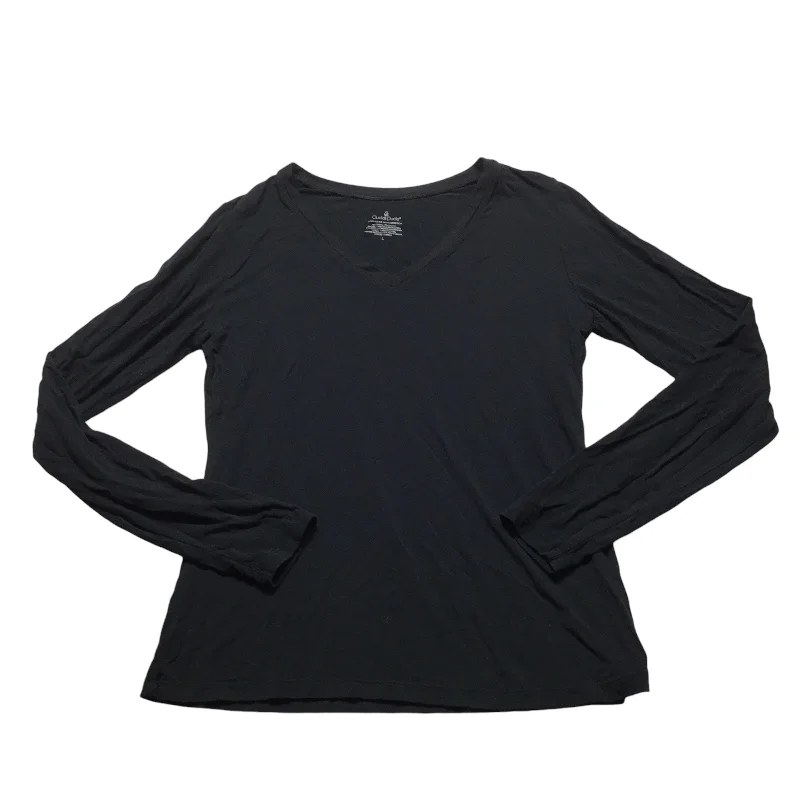 women's tops with asymmetrical designsTop Long Sleeve By Cuddl Duds In Black, Size: L