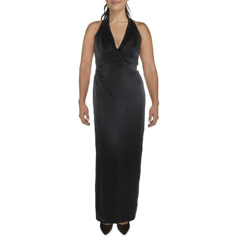 Solid Color DressLauren Ralph Lauren Womens Satin Sleeveless Evening Dress