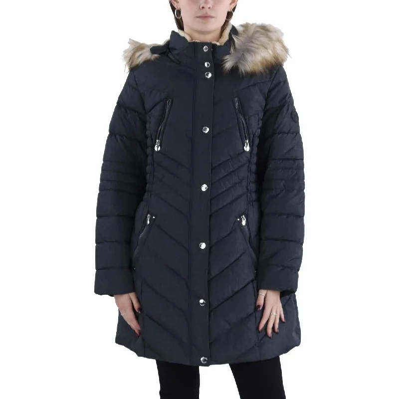 women's coats for city wearPlus Womens Faux Fur Trim Hooded Puffer Jacket