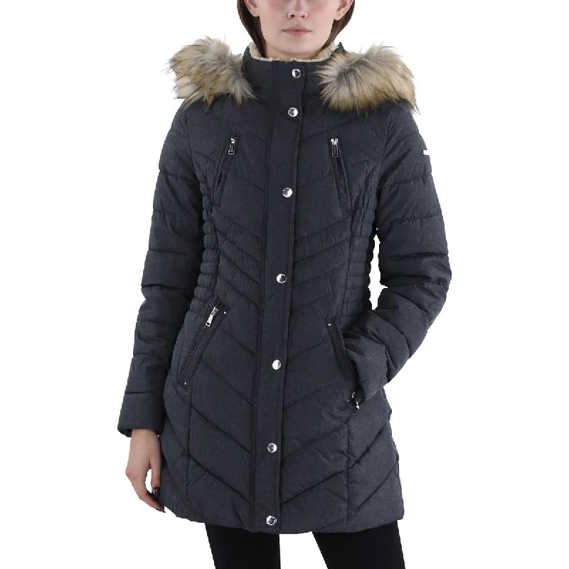 women's coats for hourglass figuresWomens Quilted Hooded Puffer Jacket