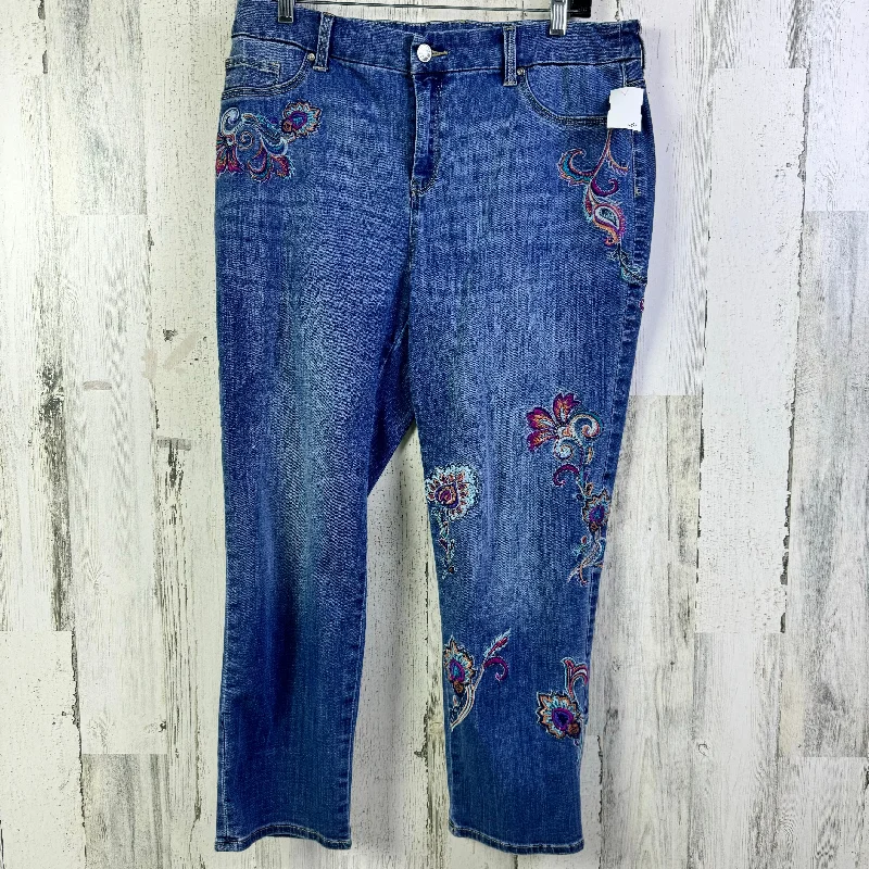 women's denim jeans with button-fly closureJeans Cropped By Chicos In Blue Denim, Size: 12