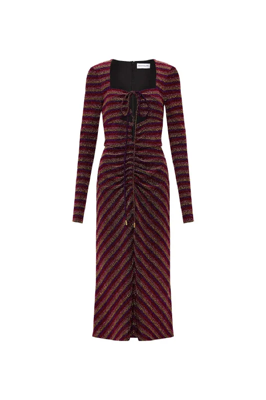 women's striped dressesAisha Keyhole Midi Dress