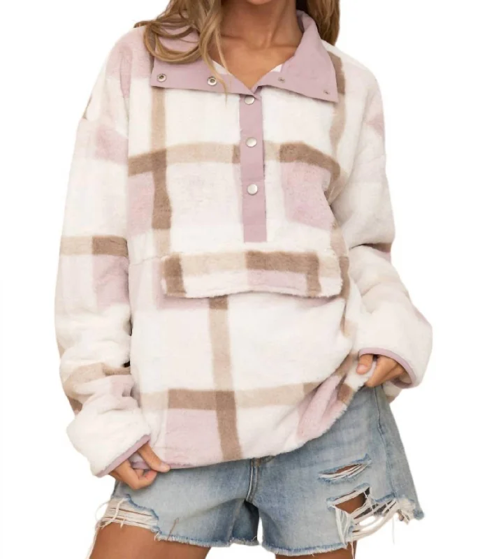 women's coats for vintage fashion enthusiastsSoft Fur Pullover In Off White Multi