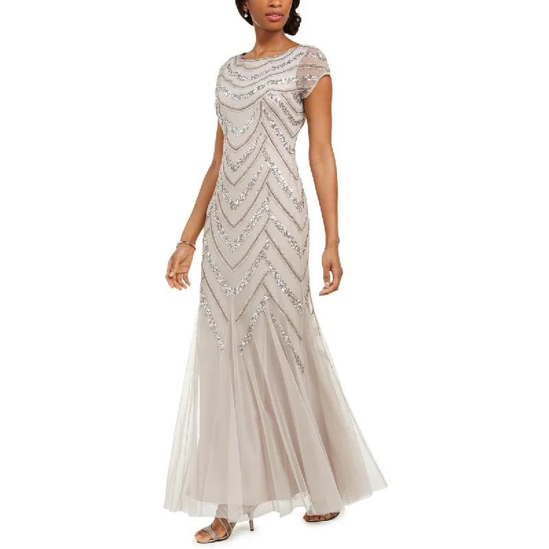 Floor-Length DressAdrianna Papell Womens Sequined Mother Of The Bride Evening Dress