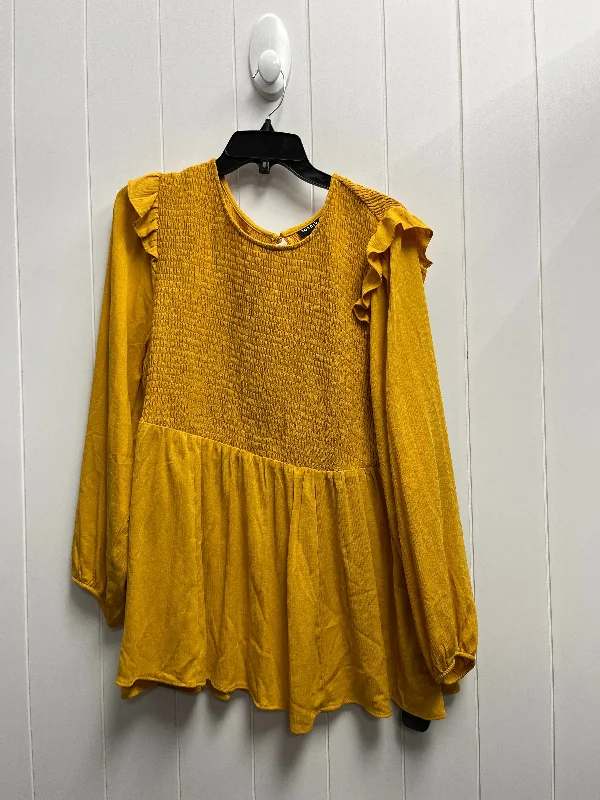 women's tops for summer festivalsTop Long Sleeve By Torrid In Yellow, Size: 2x