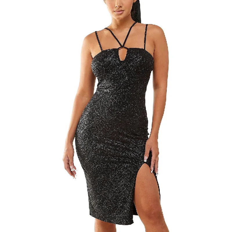 Organza DressCity Studios Womens Juniors Metallic Cocktail Bodycon Dress