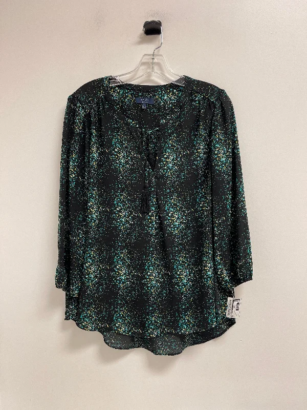 cozy women's tops for fall and winterTop Long Sleeve By Kaari Blue In Black & Green, Size: L