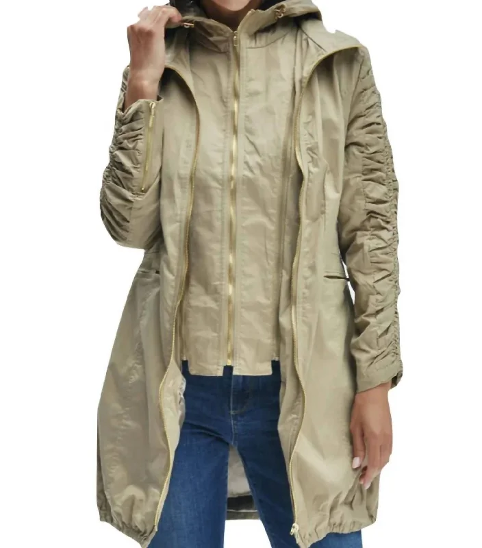 women's coats for breastfeeding mothersElena Full Length Jacket In Khaki