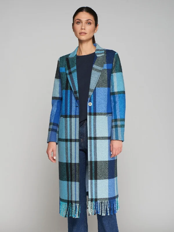 women's coats for cold weatherBlue Blanket Check Coat