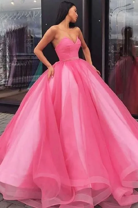 women's formal dressesPrincess Ball Gown Sweetheart Pink Floor Length Prom/Evening Dress gh1158