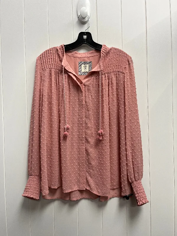 women's tops with ruffled hemsTop Long Sleeve By Matilda Jane In Pink, Size: M