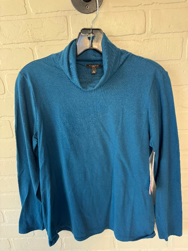 women's tops for smart casual looksTop Long Sleeve Basic By Talbots In Blue, Size: Mp