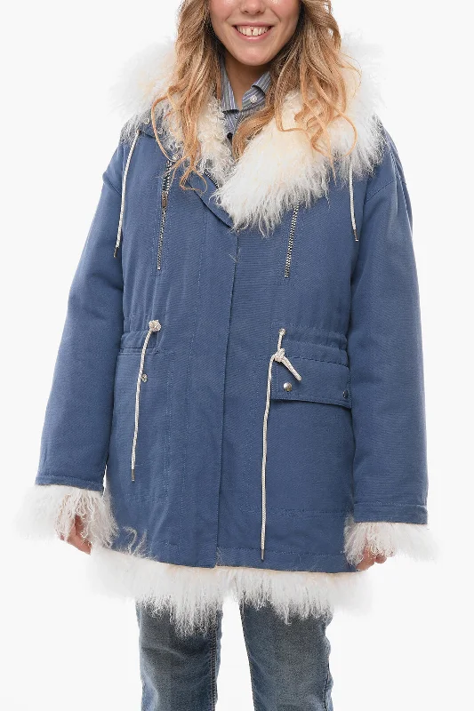 women's coats for boho-chic stylesCalvin Klein Cotton-canvas Parka with Furred Lining