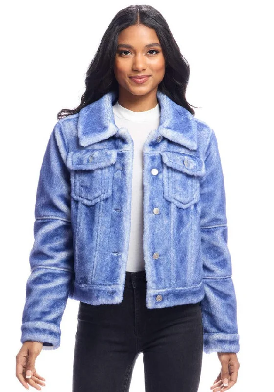 women's coats for those who value both style and comfortIndigo Blue Jeanius Faux Fur Denim Jacket