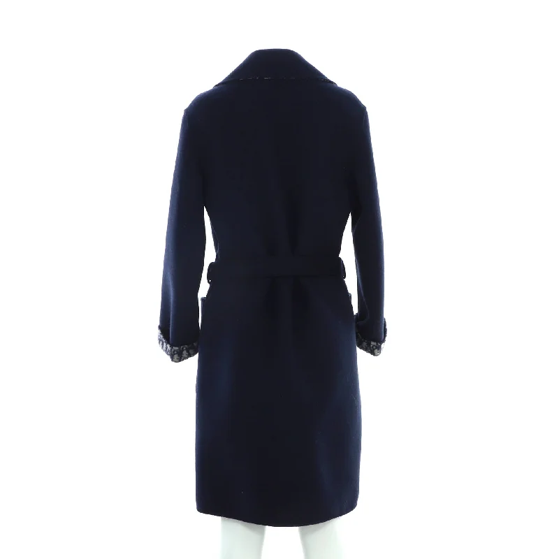 women's coats with pocketsWomen's Double-Sided Belted Long Coat Oblique Wool