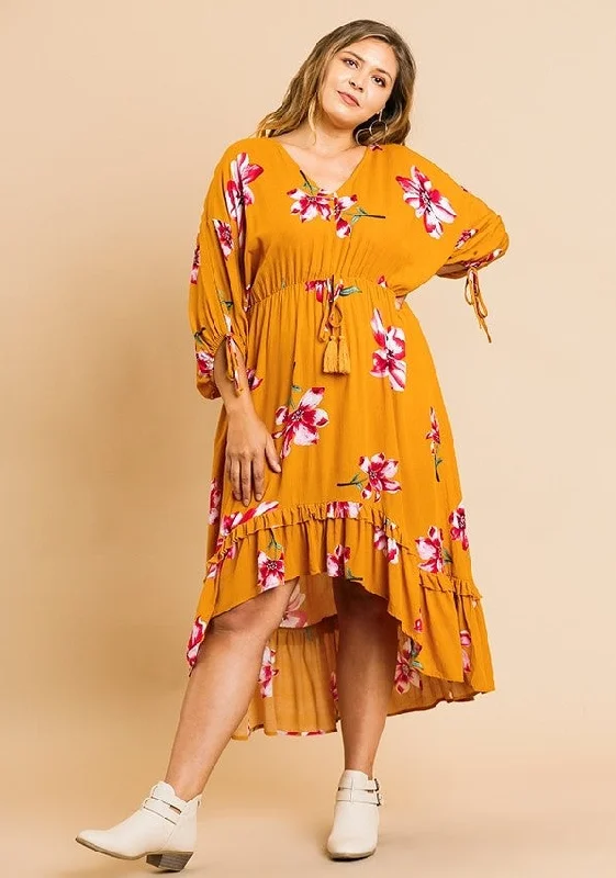 Jersey DressFloral High Low Midi Dress