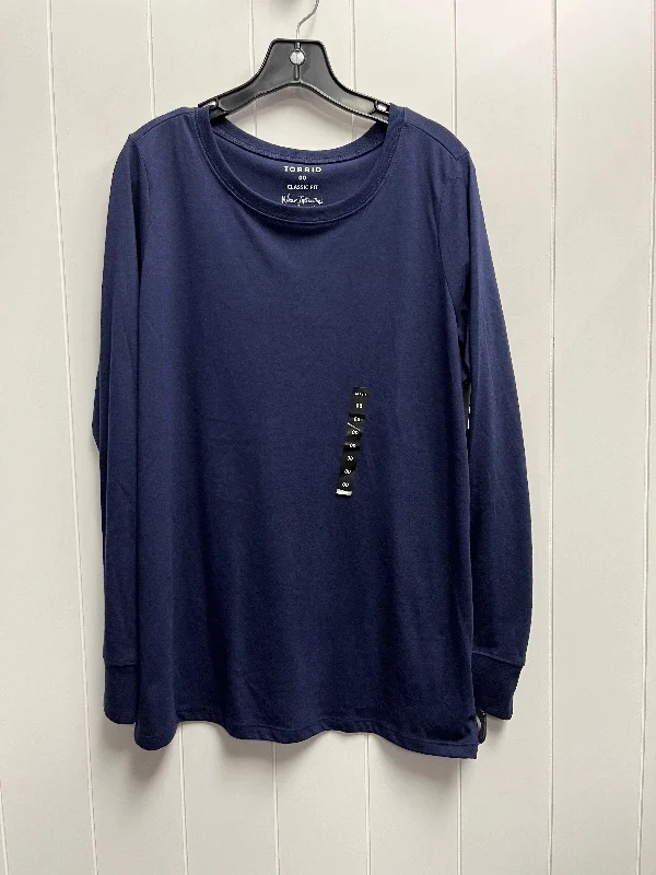 women's tops for those who want to add a personal touch to their wardrobe with unique and one-of-a-kind piecesTop Long Sleeve Basic By Torrid In Navy, Size: M