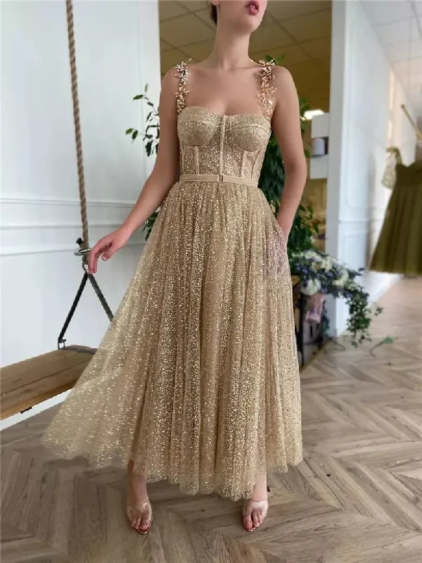 Jersey DressGold sequin tulle corset fairy starlight gown long ball gown evening dress gh1047