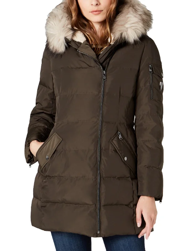 women's coats with removable fur liningsWomens Down Cold Weather Puffer Coat