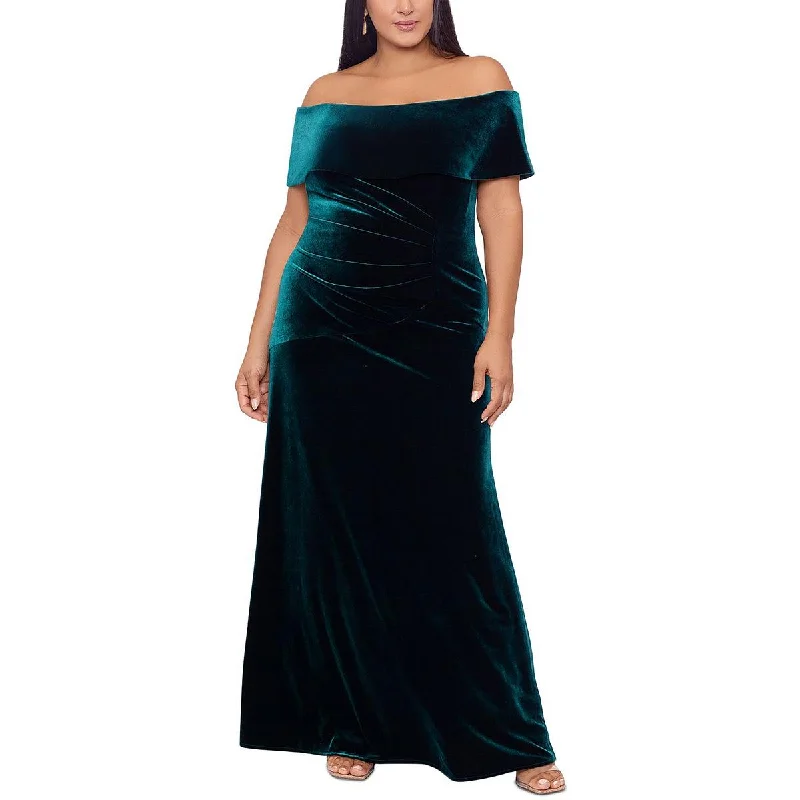 Vintage DressXscape Womens Plus Velvet Gathered Evening Dress