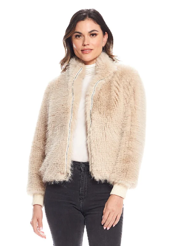 women's coats for day-to-night transitionsChampagne Parkside Fox Faux Fur Jacket