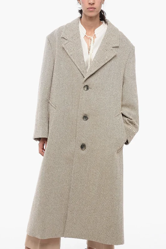 women's duffle coatsAmi Alexandre Mattiussi Wool Herringbone Coat