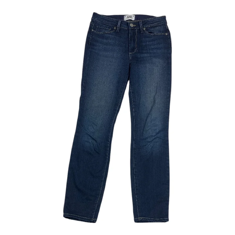 women's denim jeans with frayed edgesJeans Straight By Paige In Blue, Size: 4