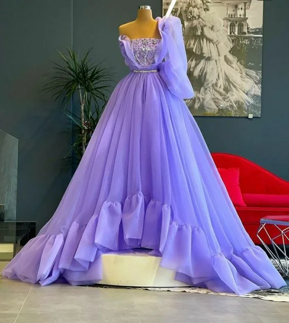 women's versatile dressesA line long prom dress, purple evening dress gh1844