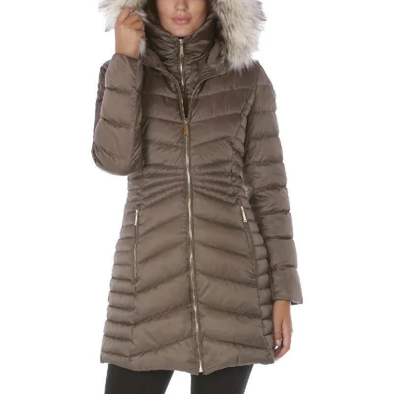 women's coats for fall and winter transitionsWomens Faux Fur Hooded Puffer Coat