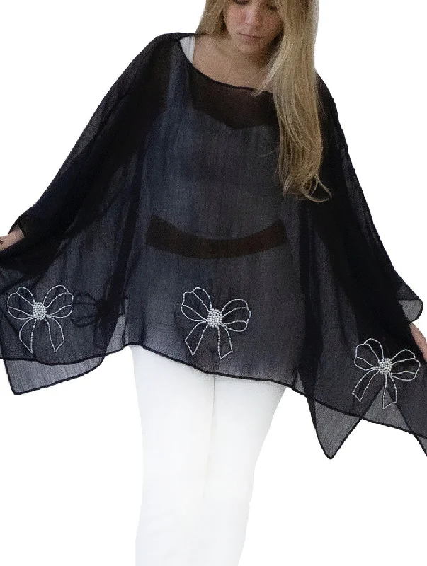 elegant women's coatsFIFTH AVENUE BLACK PONCHO