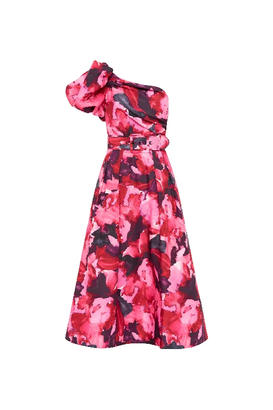 women's wrinkle-resistant dressesPetunia One Shoulder Midi Dress