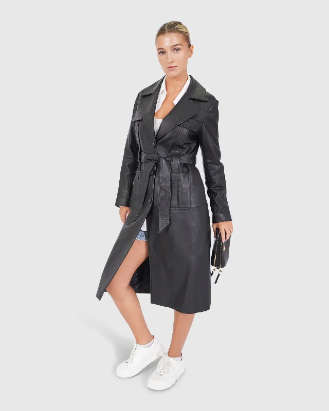 women's coats with floral printsUnstoppable Leather Trench