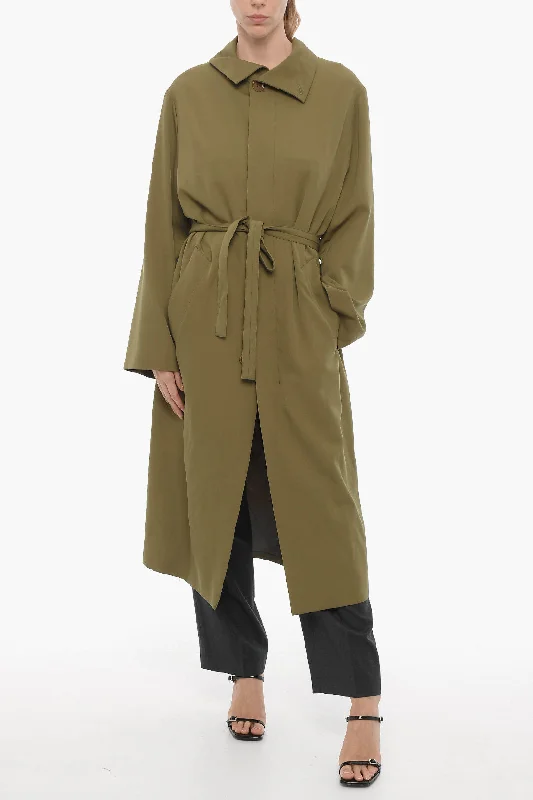 women's coats with cropped lengthsLemaire Solid Color Virgin Wool Coat with Belt