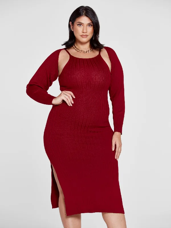 women's easy-to-wear dressesPatrice Ribbed Knit Bodycon Dress with Shrug