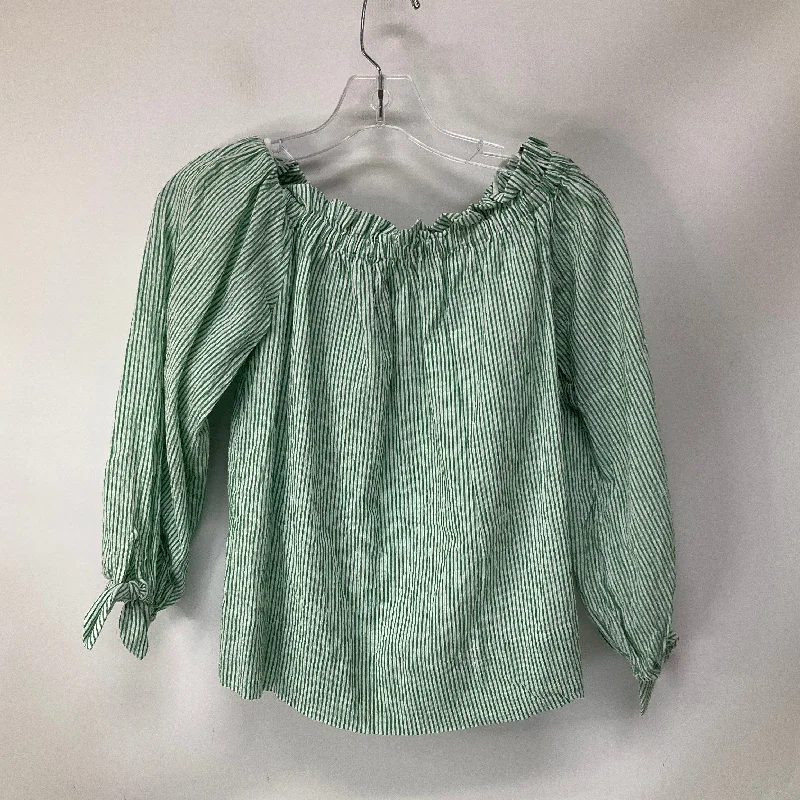 women's tops for those who seek both style and comfortTop Long Sleeve By Lilly Pulitzer In Green & White, Size: Xs