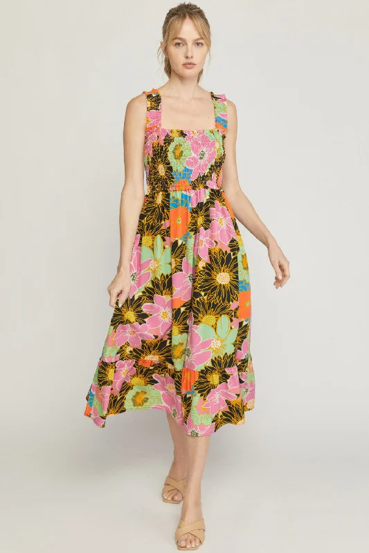 Shift DressFloral Smocked Midi Dress