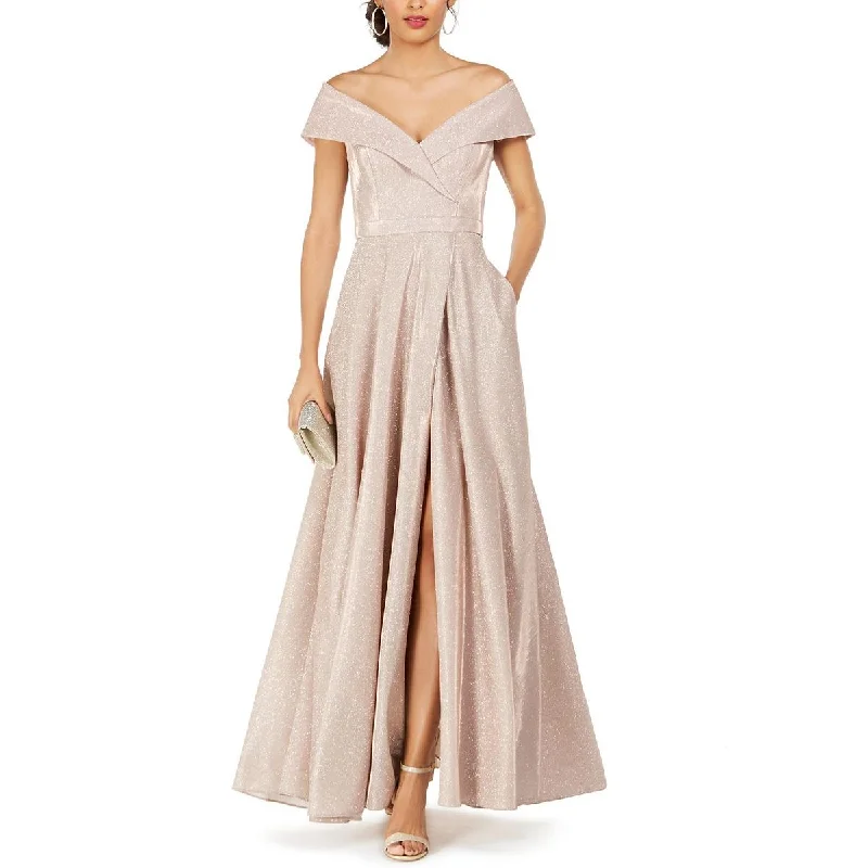 women's bridesmaid dressesXscape Womens Petites Padded Bust Metallic Evening Dress