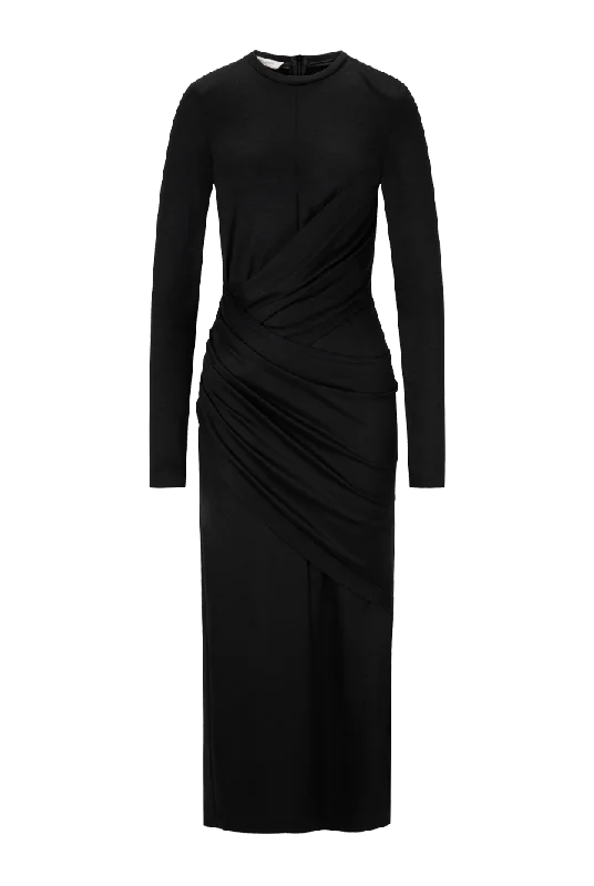 Long-Sleeve DressDraped Jersey Midi Dress | Midnight