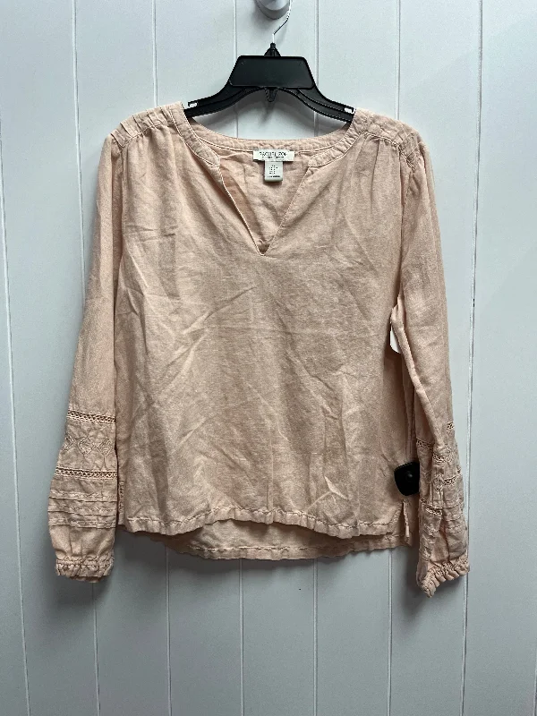 luxury women's topsTop Long Sleeve By Rachel Zoe In Peach, Size: M