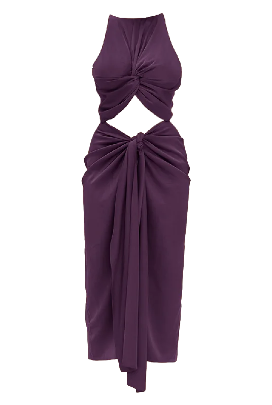 Peplum DressReni Cut-Out Midi Plum Dress