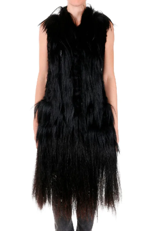 women's coats for tall womenMaison Margiela Real Fur Sleeveless Coat