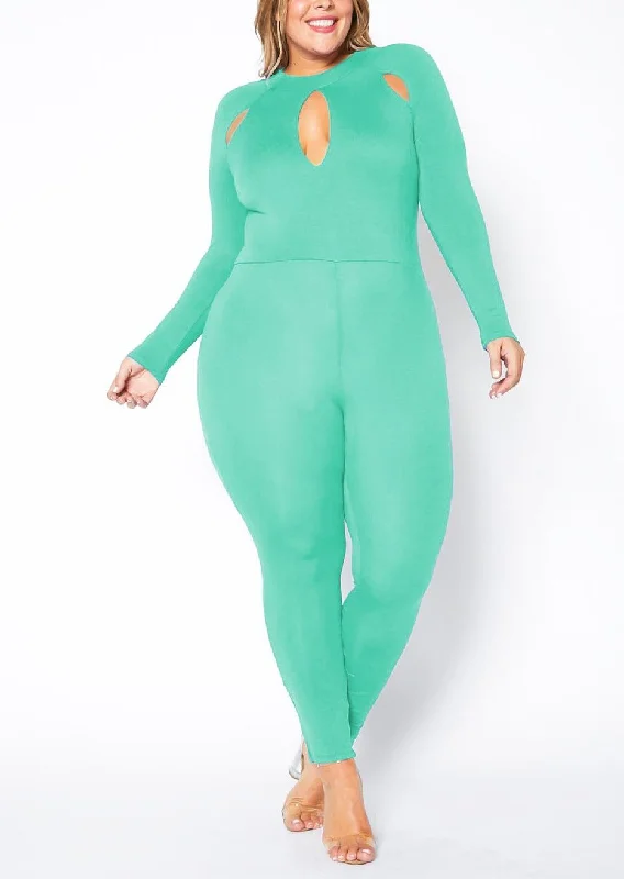 women's high-low dressesHi Curvy Plus Size Women Cutout Bodycon Jumpsuit