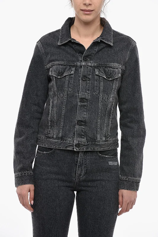 women's coats for breastfeeding mothersOff-White Regular Fit CORPORATE Denim Jacket