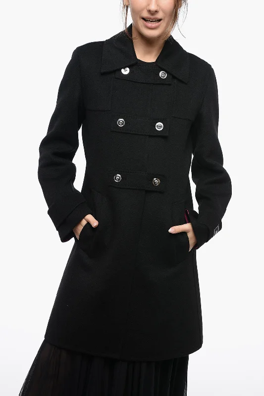 women's coats with belted waistsVersace Wool Double-Breasted Coat With Medusa Buttons