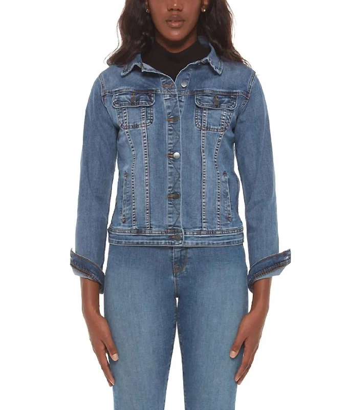 women's coats with hoodsGabriella Classic Denim Jacket In Stone Blue