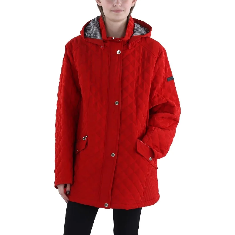 women's coats for winter sports enthusiastsPlus Womens Hooded Midi Quilted Coat