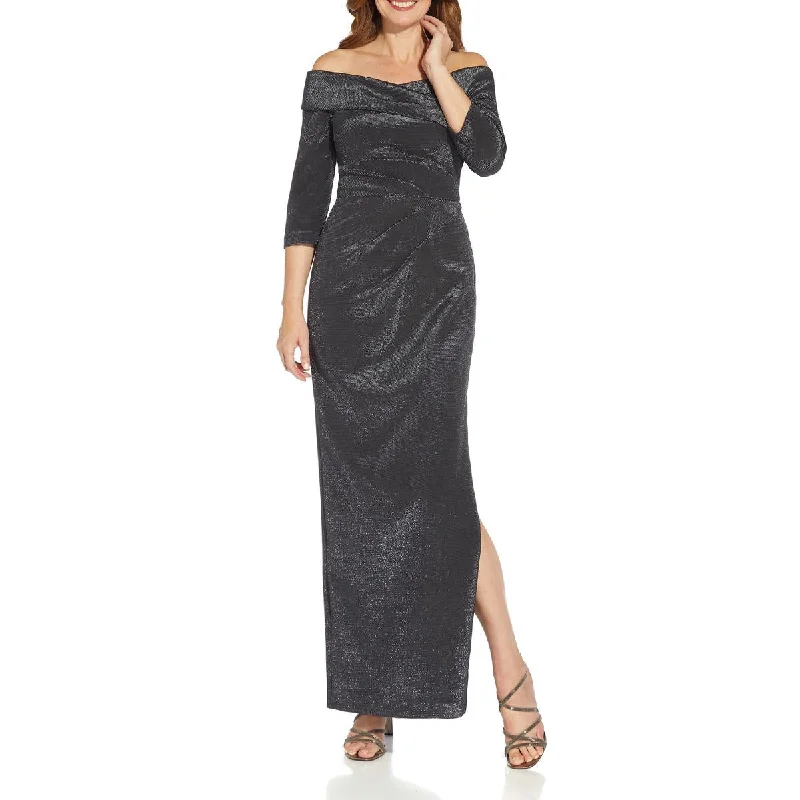 women's casual dressesAdrianna Papell Womens Metallic Off-the-Shoulder Evening Dress