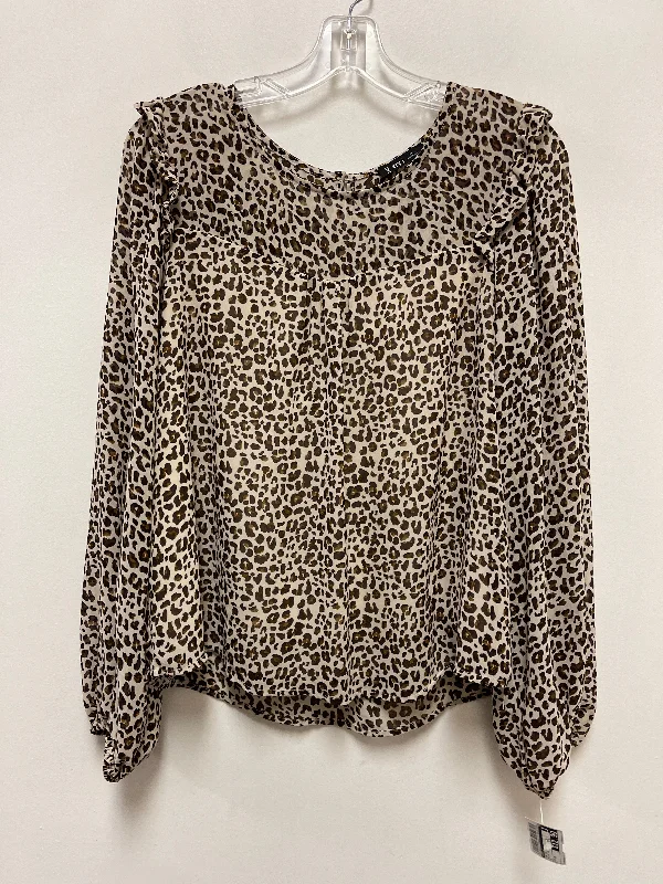 women's tops with cold-shoulder cuts and lace detailingTop Long Sleeve By Very J In Animal Print, Size: M