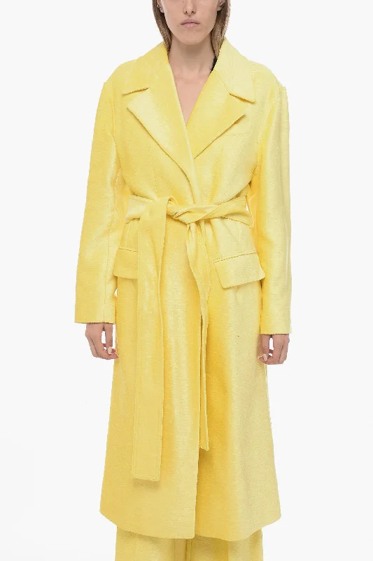 women's coats for relaxed weekendsVictoria Beckham Chenille Coat with Raw-Cut Trims Details