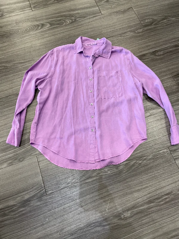 women's tops with sheer overlaysTop Long Sleeve By Calvin Klein In Purple, Size: S